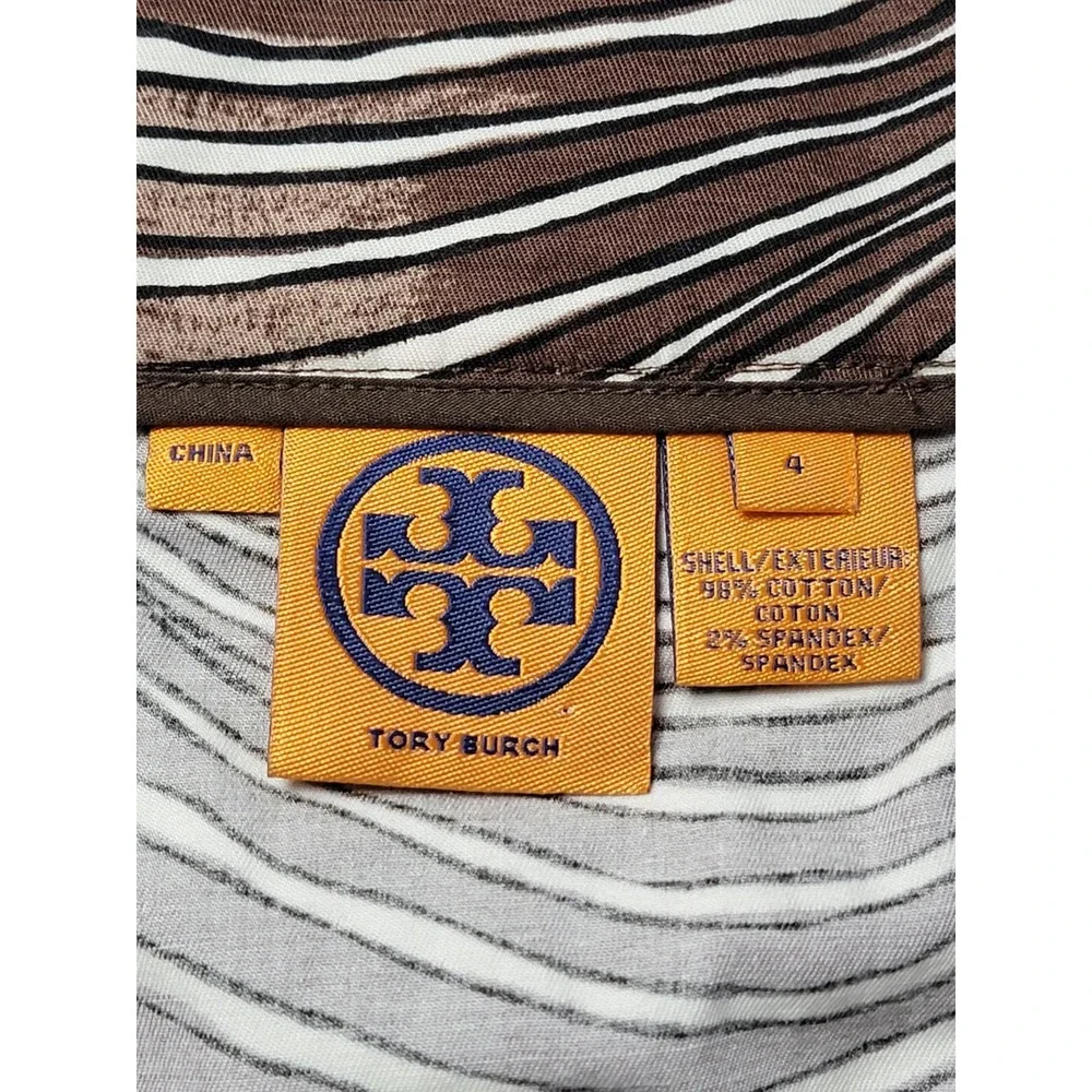 Tory Burch Women's Skirt Size‎ 4 Brown White Zebra Print Cotton Stretch Mini